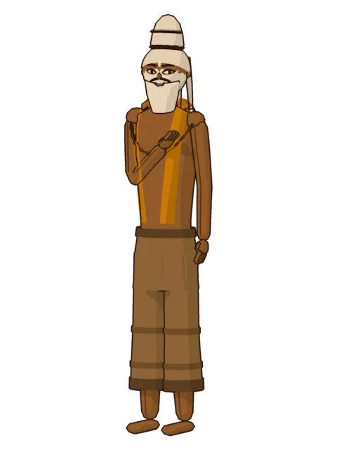 Valmiki standing with his right hand on his heart